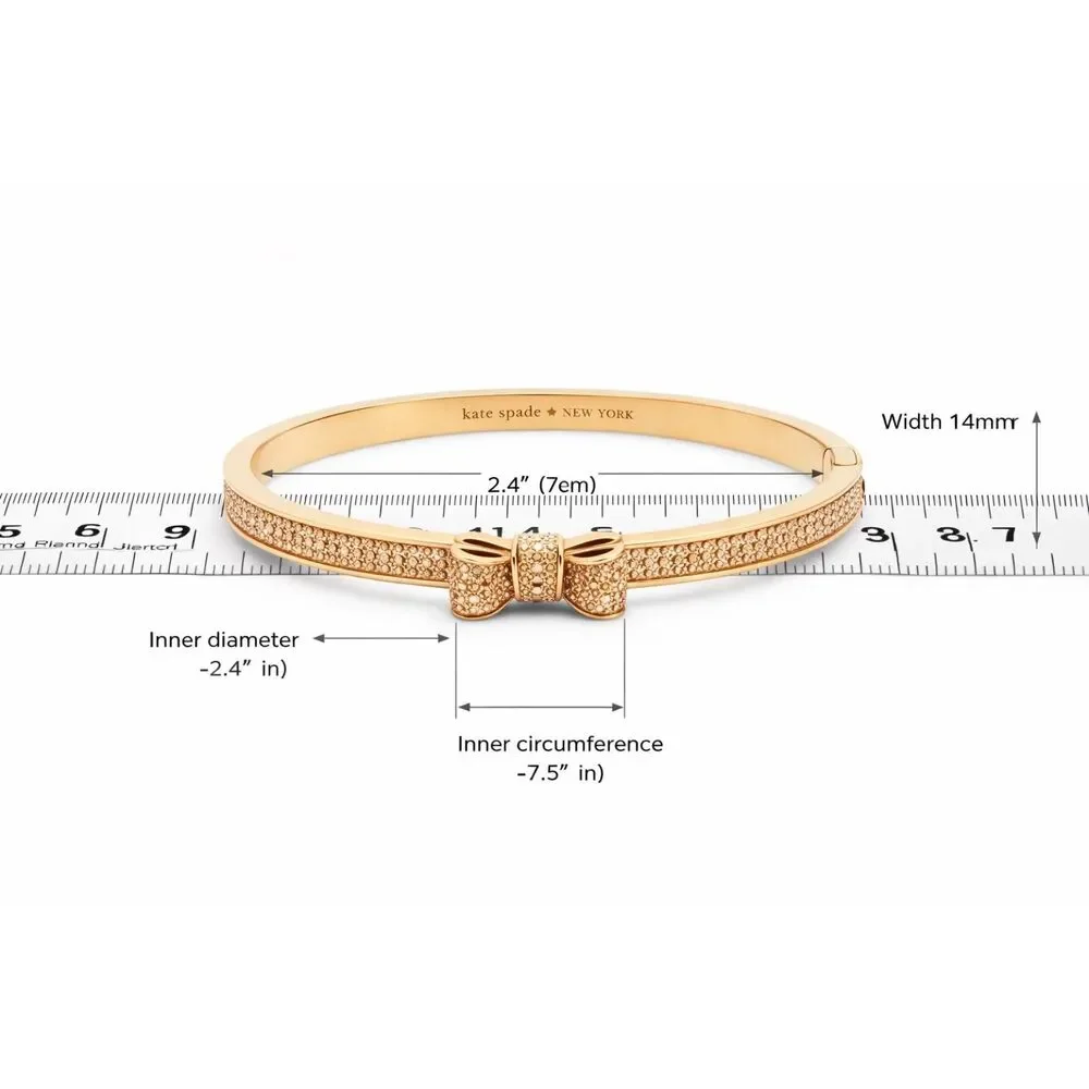 kate spade gold-tone pavé bow bangle bracelet - Picture 3 of 11
